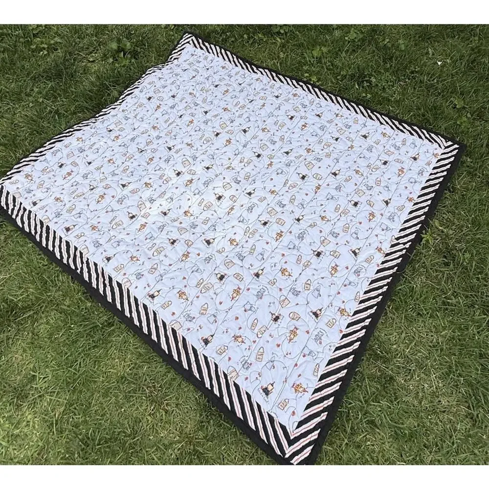 Handmade Quilt Halloween Candy Corn Front -Black Back W Bats 50” Cute!